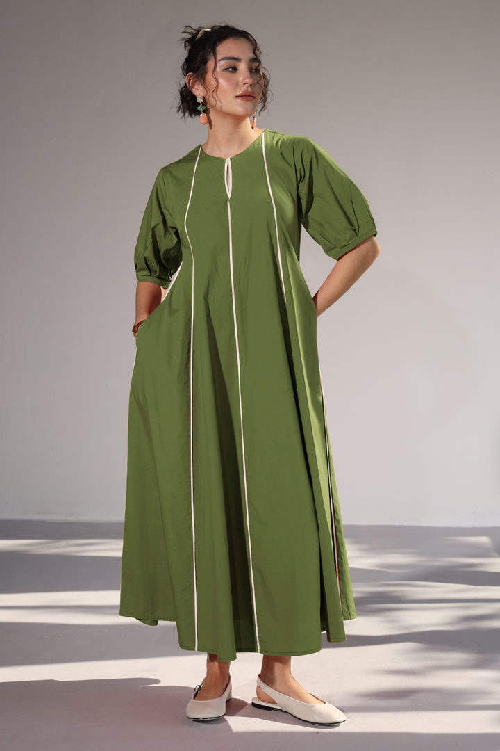 Sunlit Pannel Dress - Fern Green