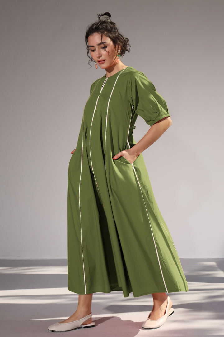 Sunlit Pannel Dress - Fern Green
