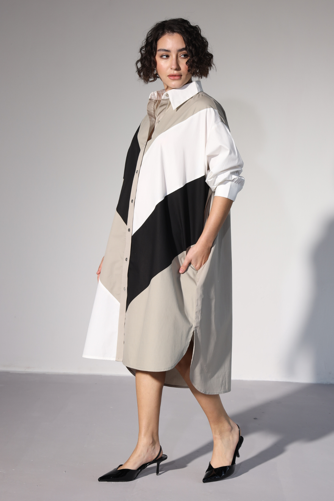 Lazy Sewciety Shirt Dress - Carbon Black