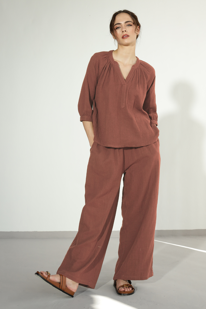 Danbury Gauze co-ord - Brown Sugar