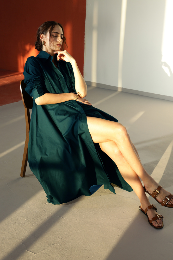 Massimo Shirt Dress - Teel Blue