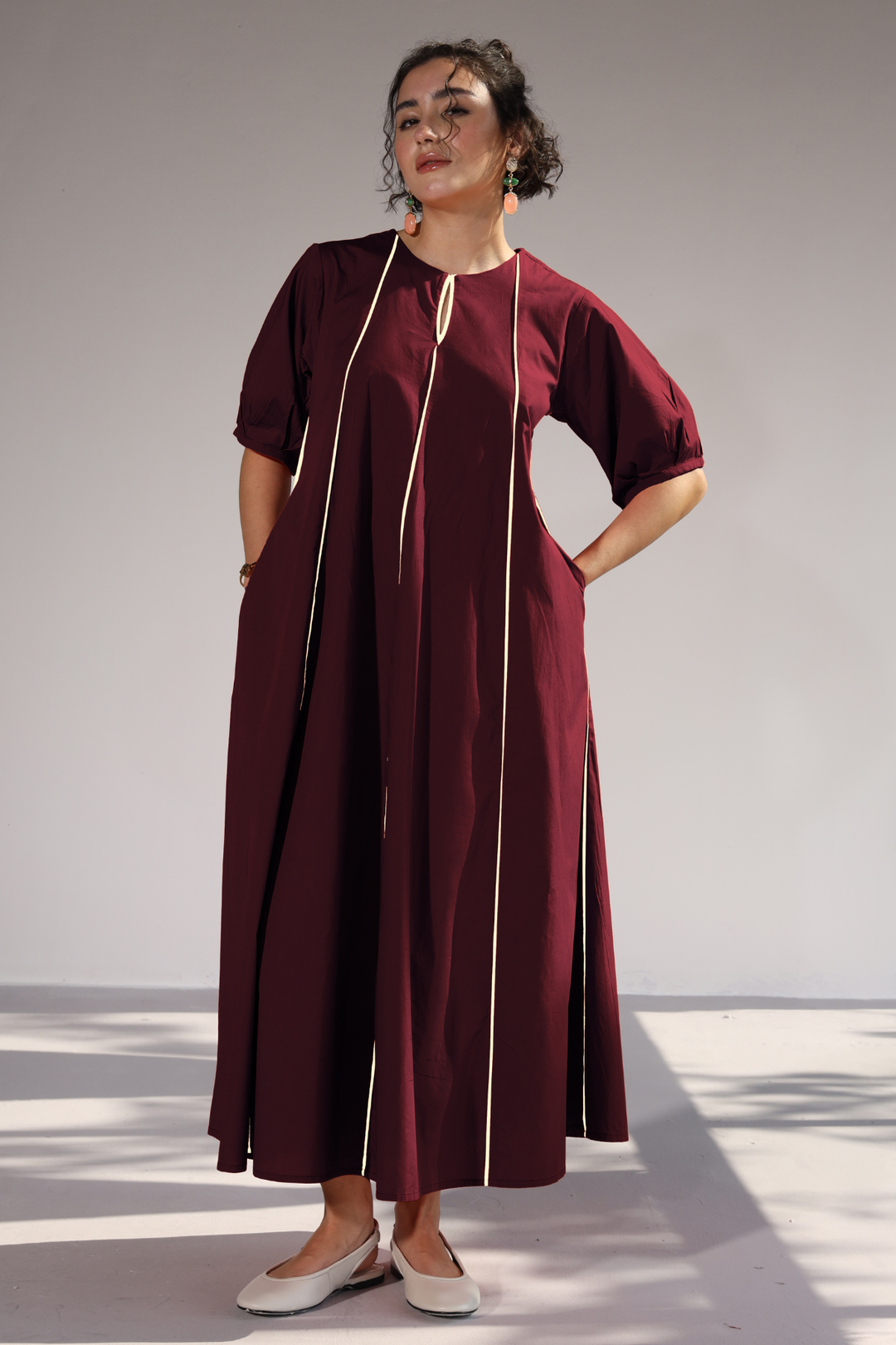 Sunlit Pannel Dress - Wine