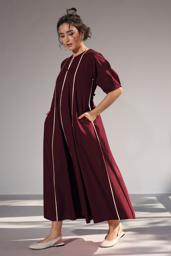 Sunlit Pannel Dress - Wine