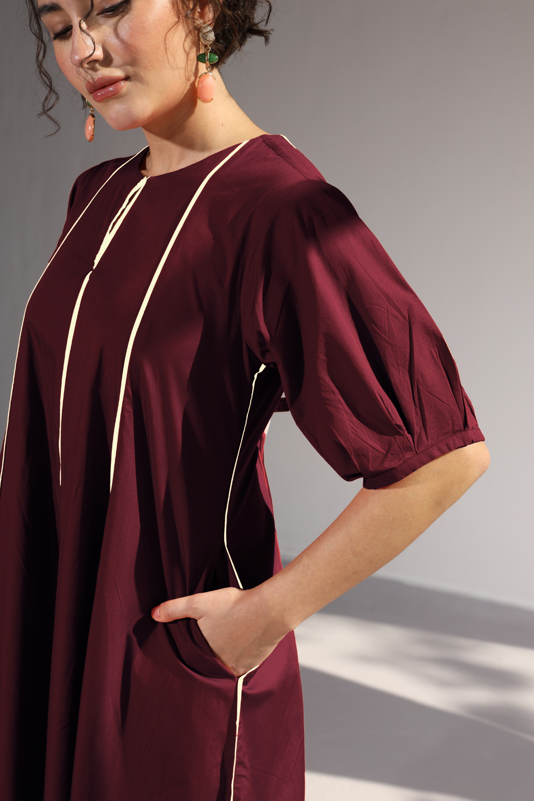 Sunlit Pannel Dress - Wine