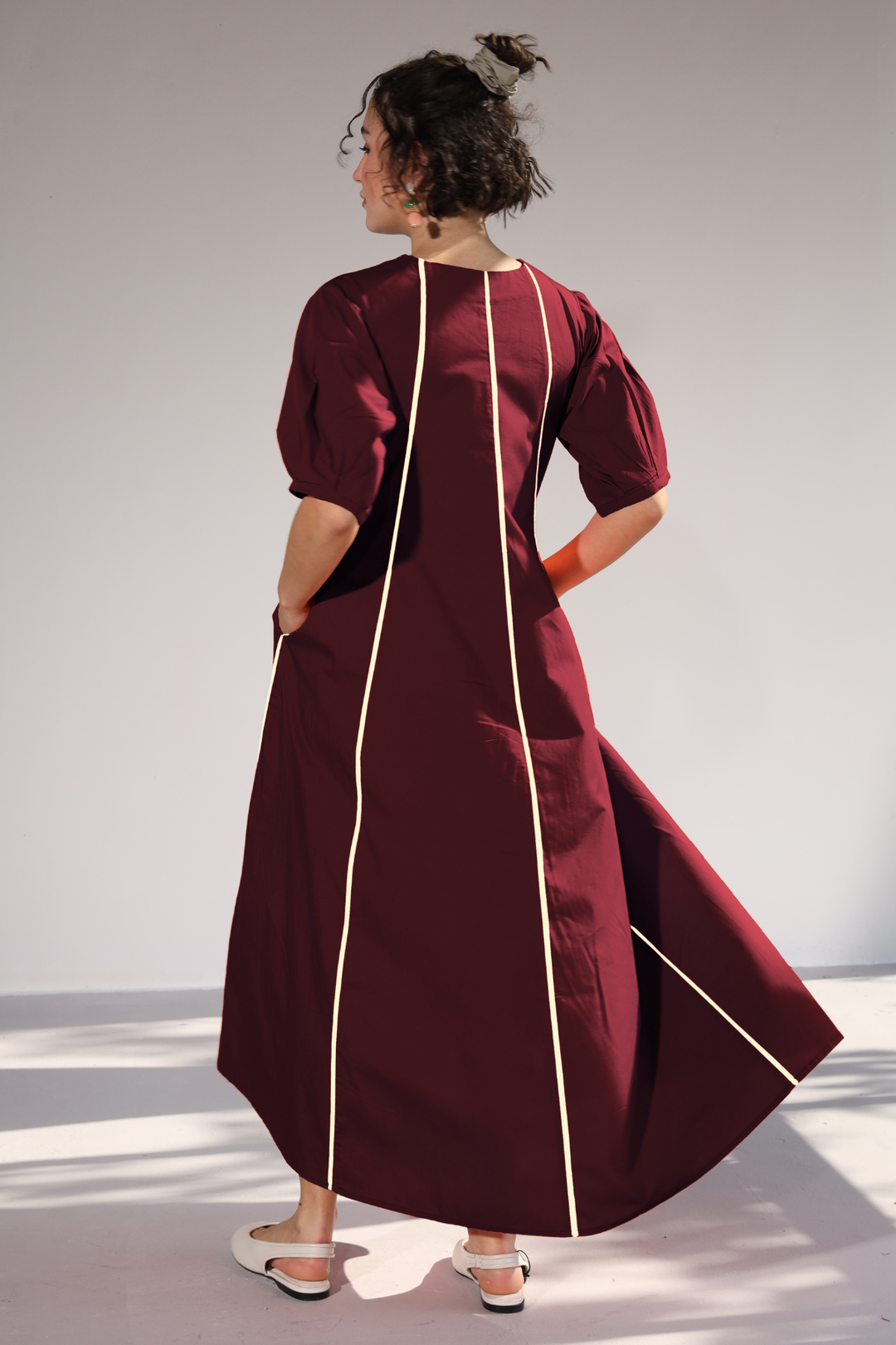 Sunlit Pannel Dress - Wine
