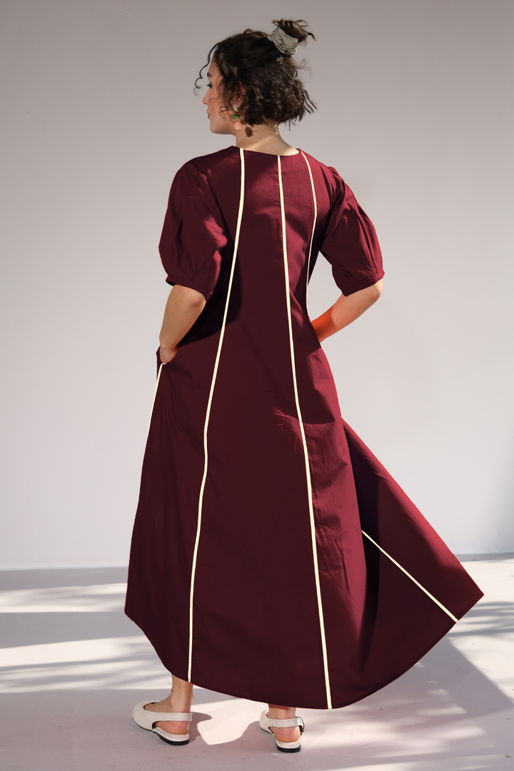 Sunlit Pannel Dress - Wine