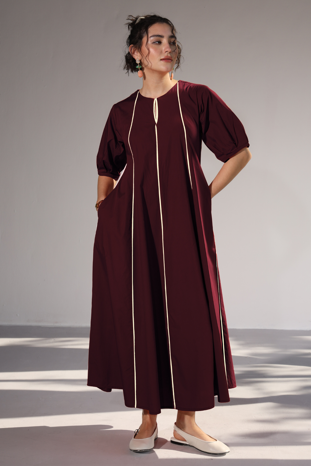 Sunlit Pannel Dress - Wine