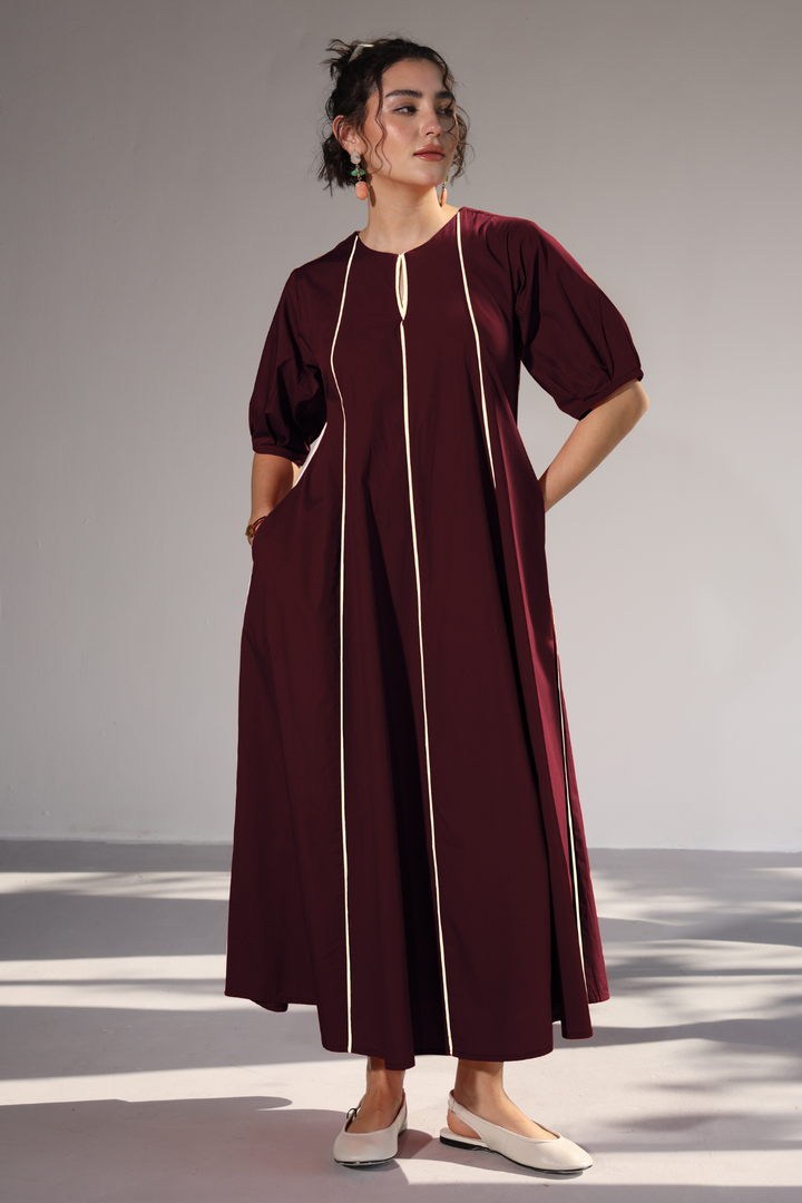Sunlit Pannel Dress - Wine
