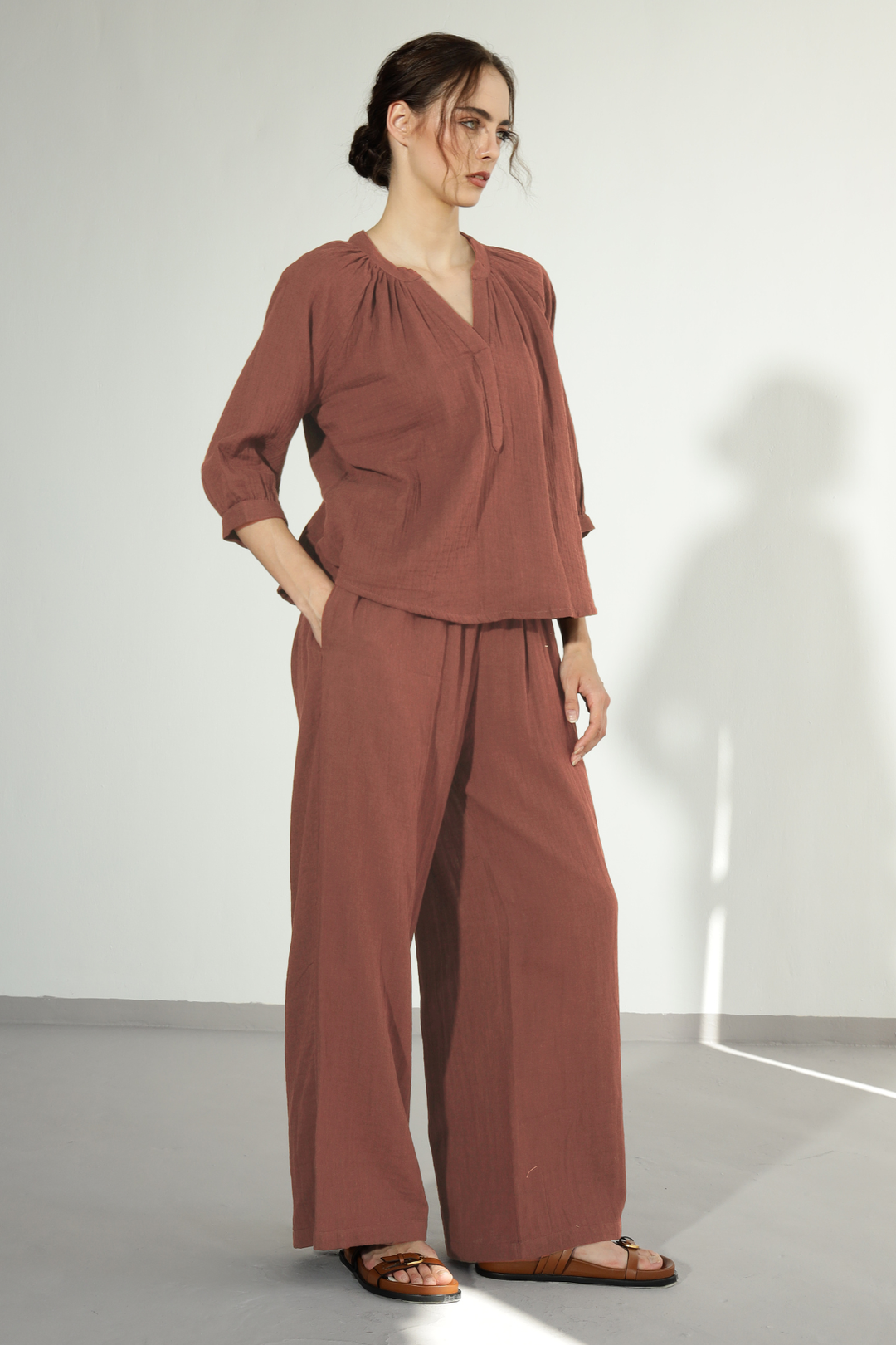 Danbury Gauze co-ord - Brown Sugar