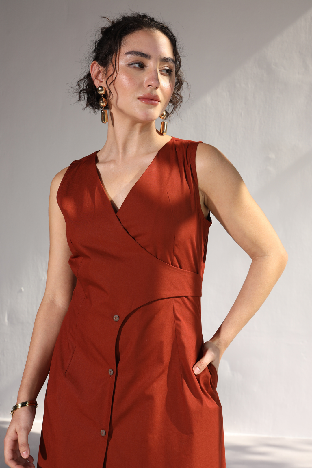 Collins Office Dress - Rust