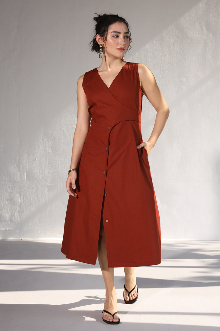 Collins Office Dress - Rust