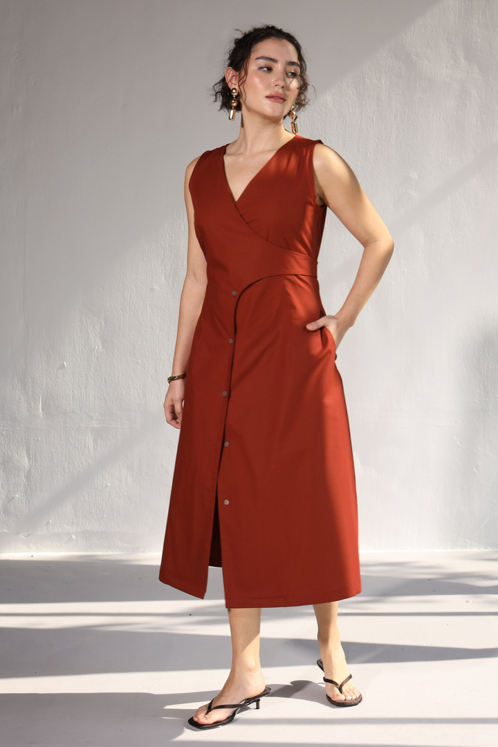 Collins Office Dress - Rust