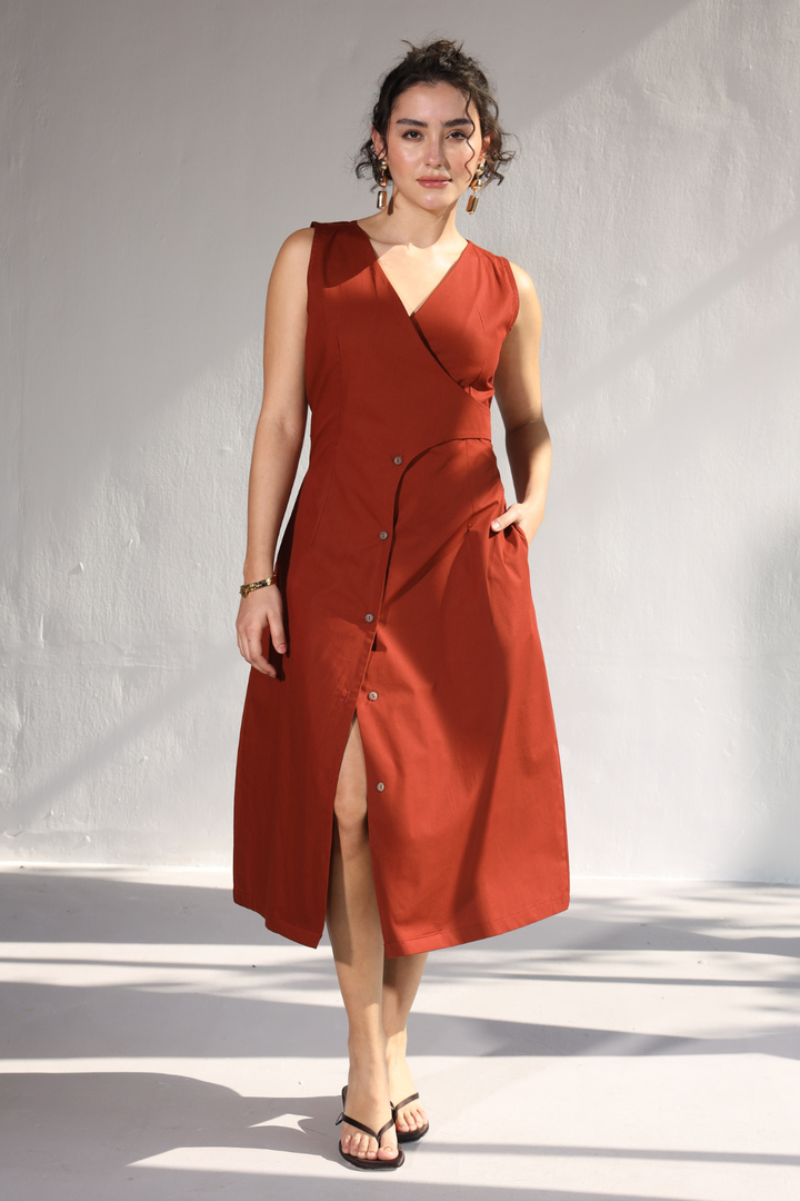 Collins Office Dress - Rust