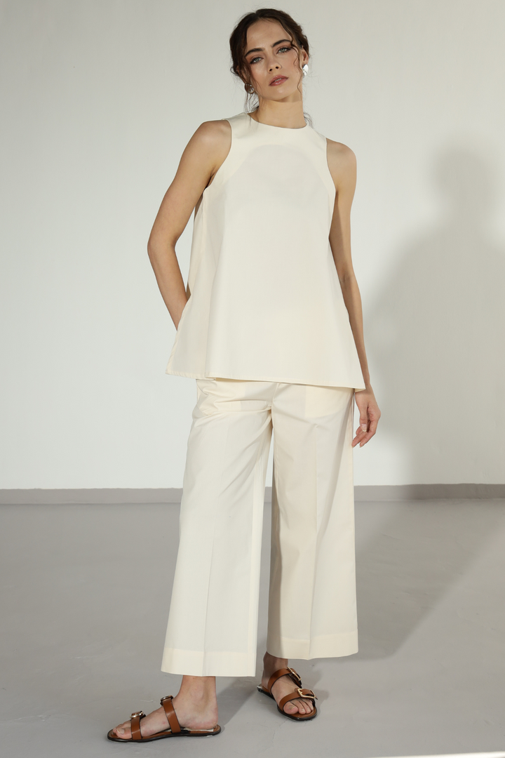 Anthro Pant Set - Warm Ivory