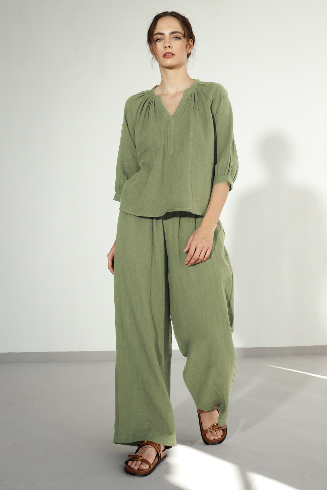 Danbury Gauze co-ord - Fern Green