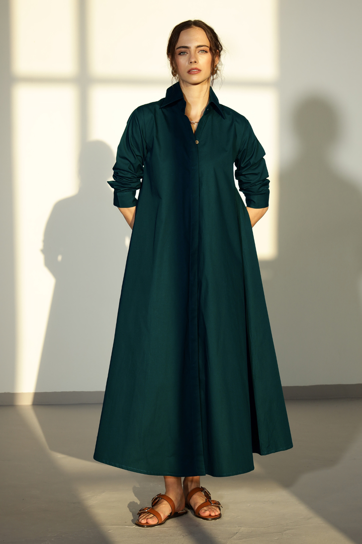 Massimo Shirt Dress - Teel Blue