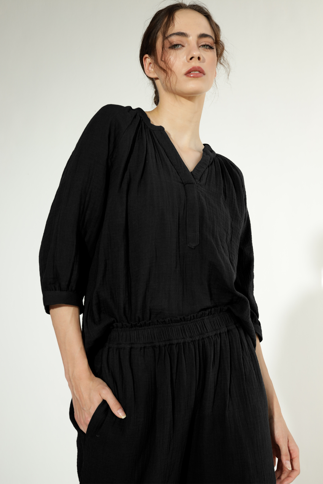 Danbury Gauze co-ord - Carbon Black