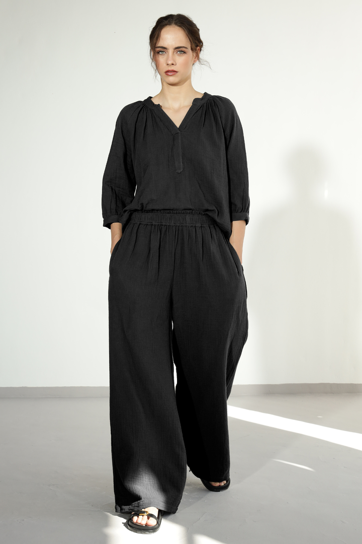 Danbury Gauze co-ord - Carbon Black