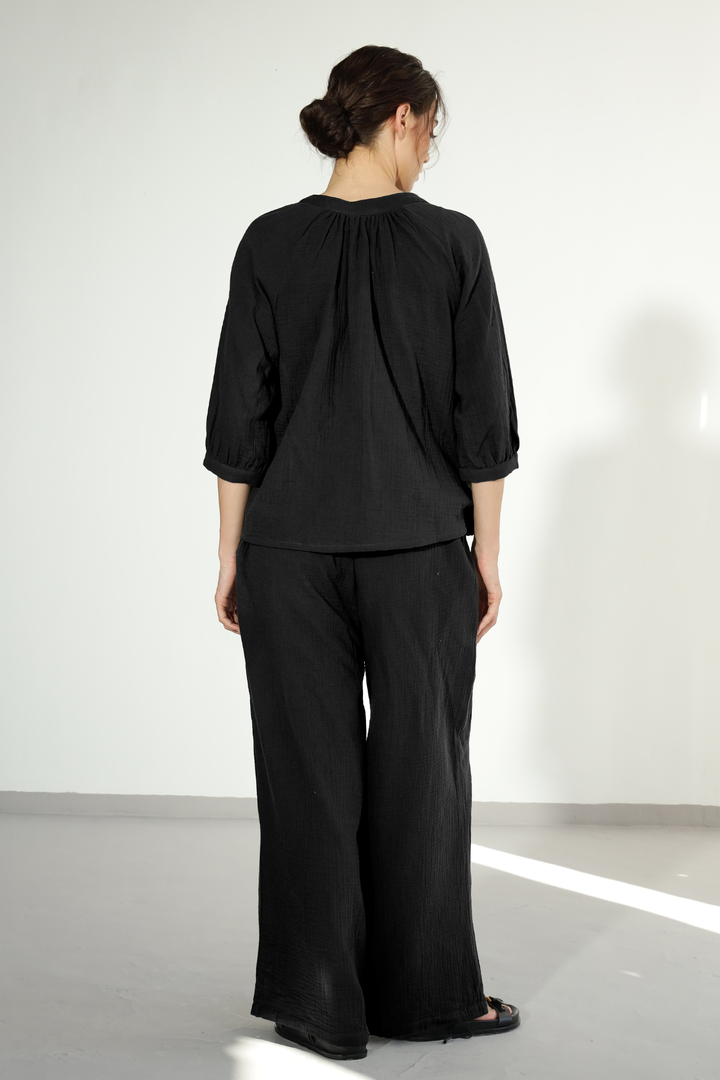Danbury Gauze co-ord - Carbon Black
