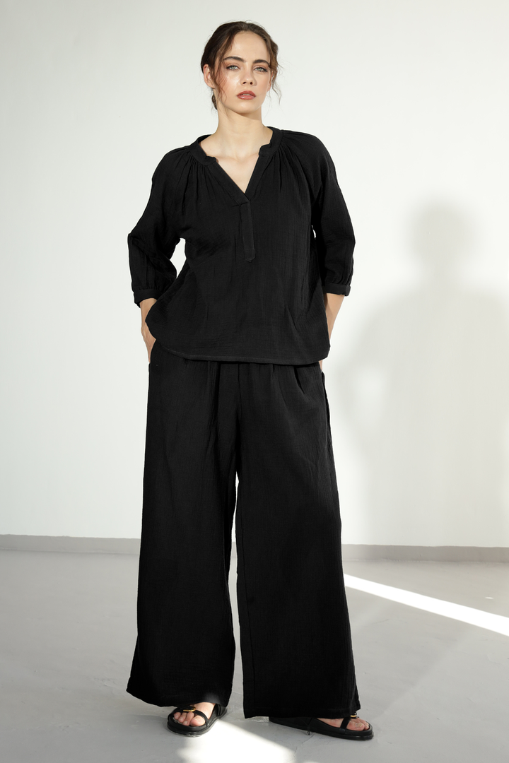 Danbury Gauze co-ord - Carbon Black