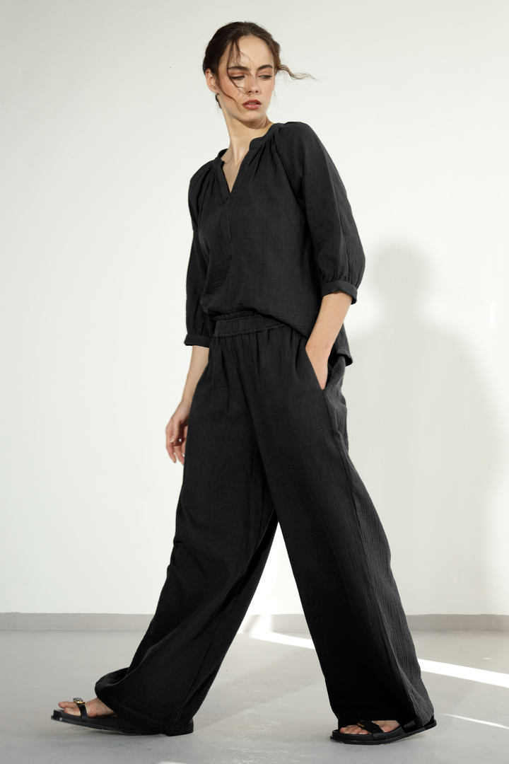 Danbury Gauze co-ord - Carbon Black