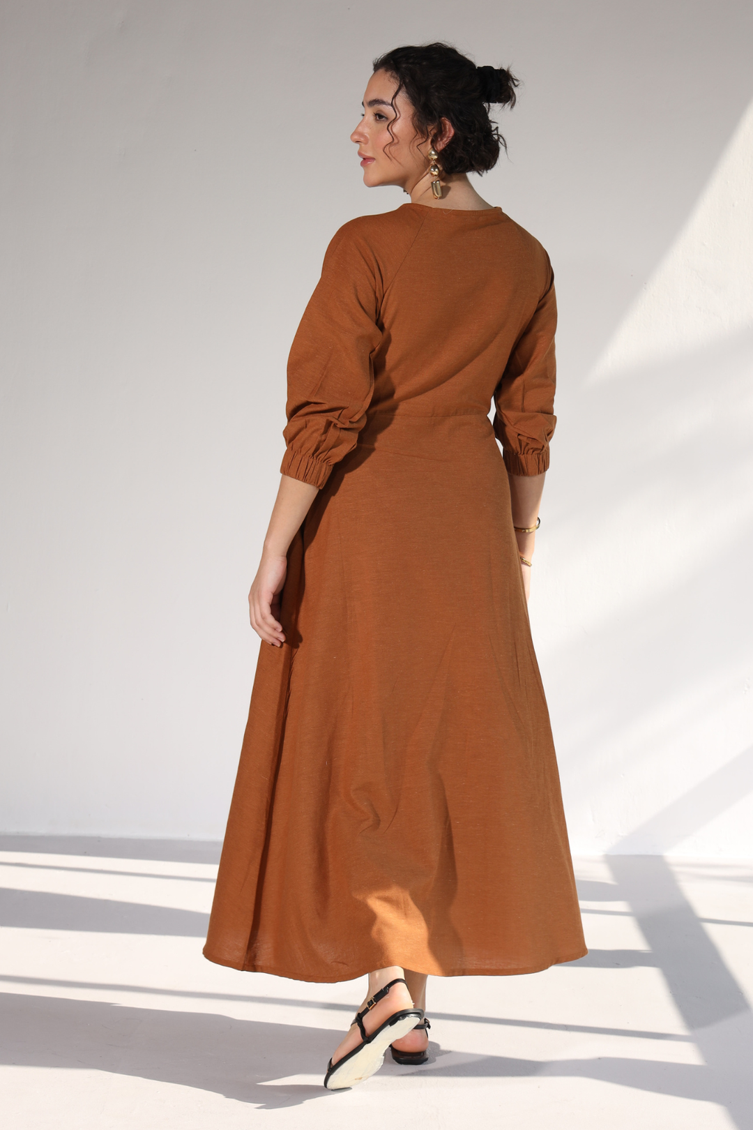 Roxane Bowtie Dress- Honey Mustard