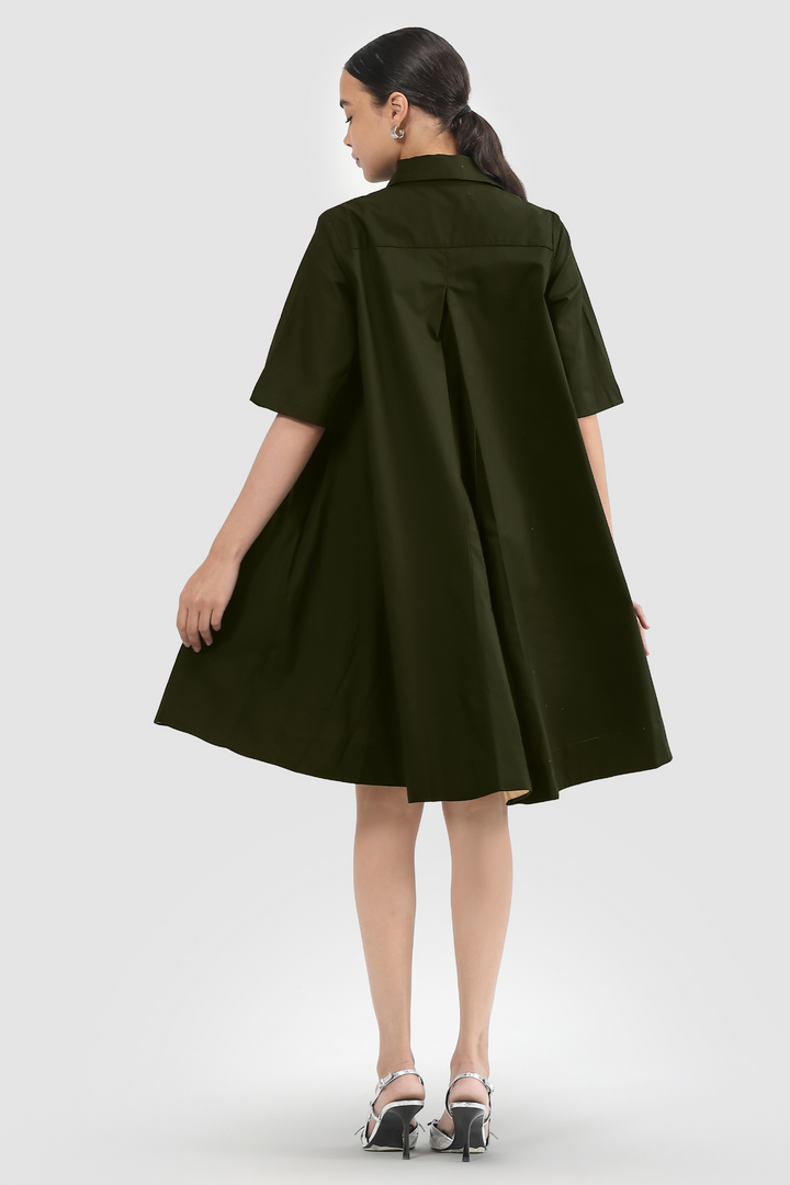 Zoe Circular Tunic Dress - Military Green