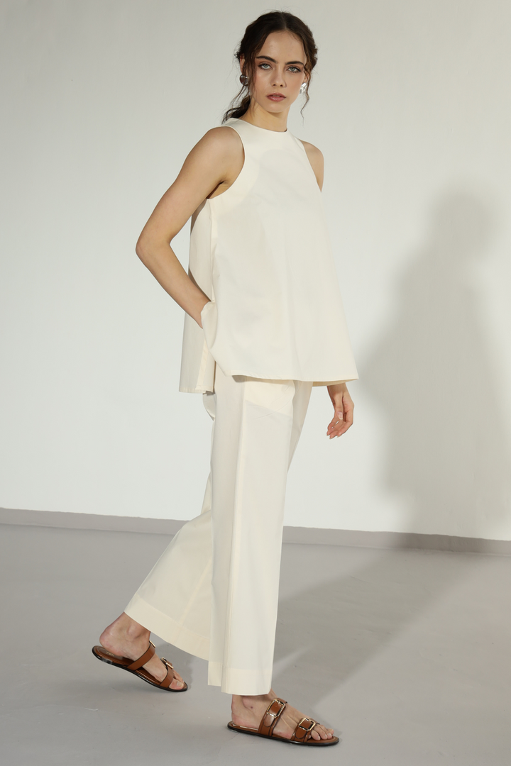 Anthro Pant Set - Warm Ivory