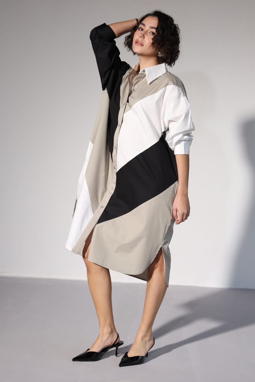 Lazy Sewciety Shirt Dress - Carbon Black