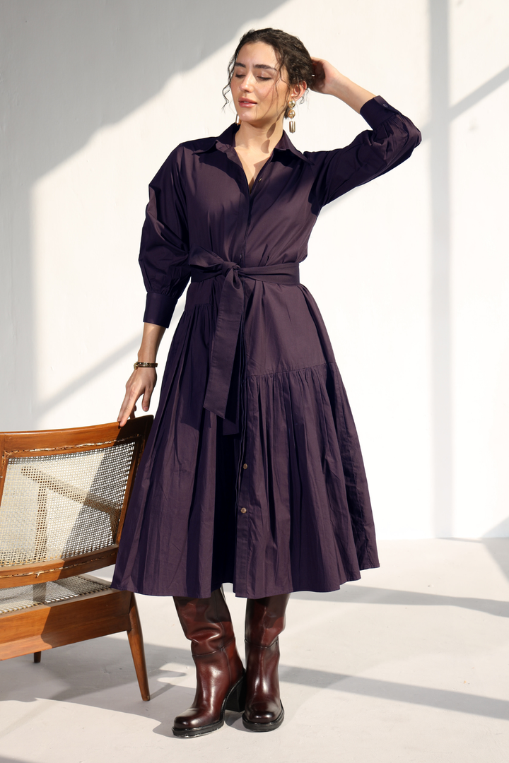 Poshmark Pleated Dress - Egg Plant