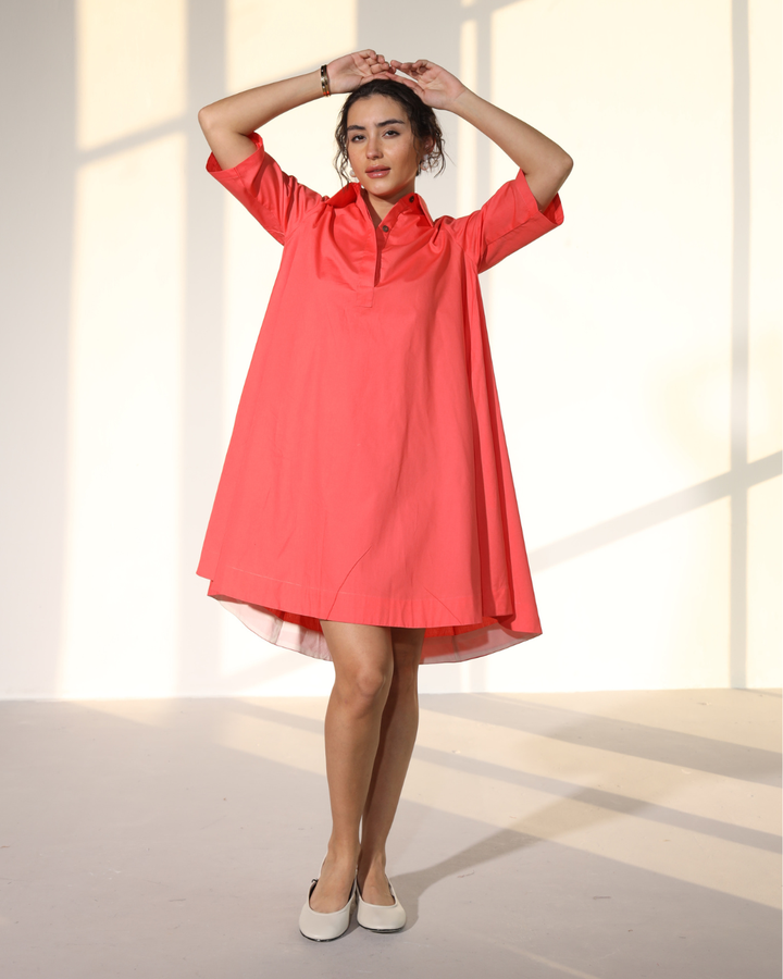 Zoe Circular Tunic Dress - Pretty pink
