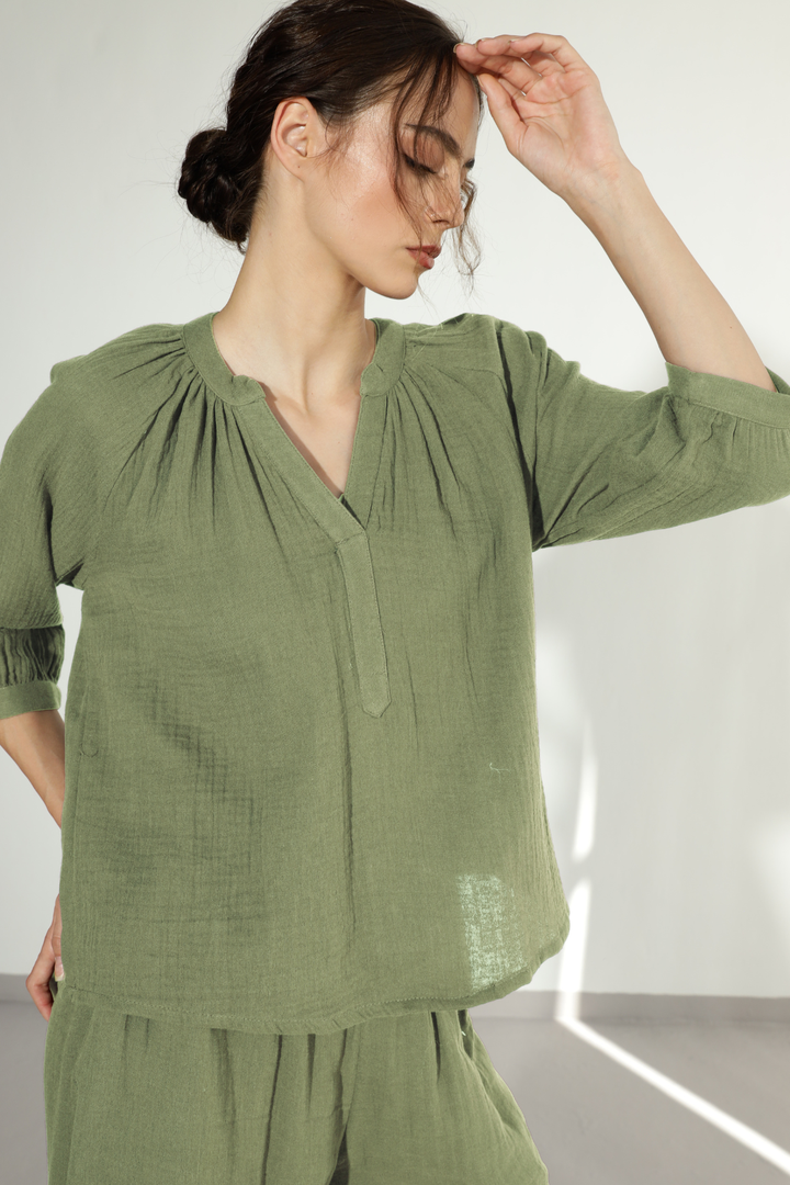 Danbury Gauze co-ord - Fern Green