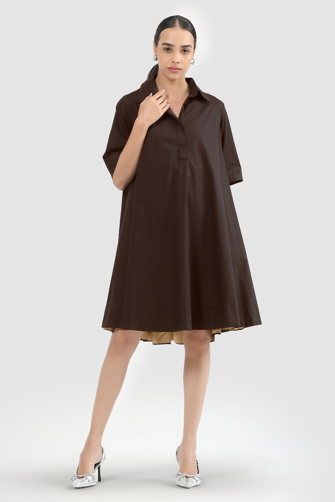 Zoe Circular Tunic Dress - cacao brown