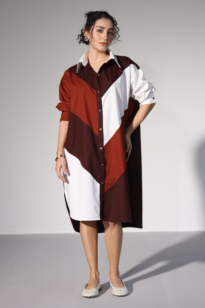 Lazy Sewciety Shirt Dress - Rust