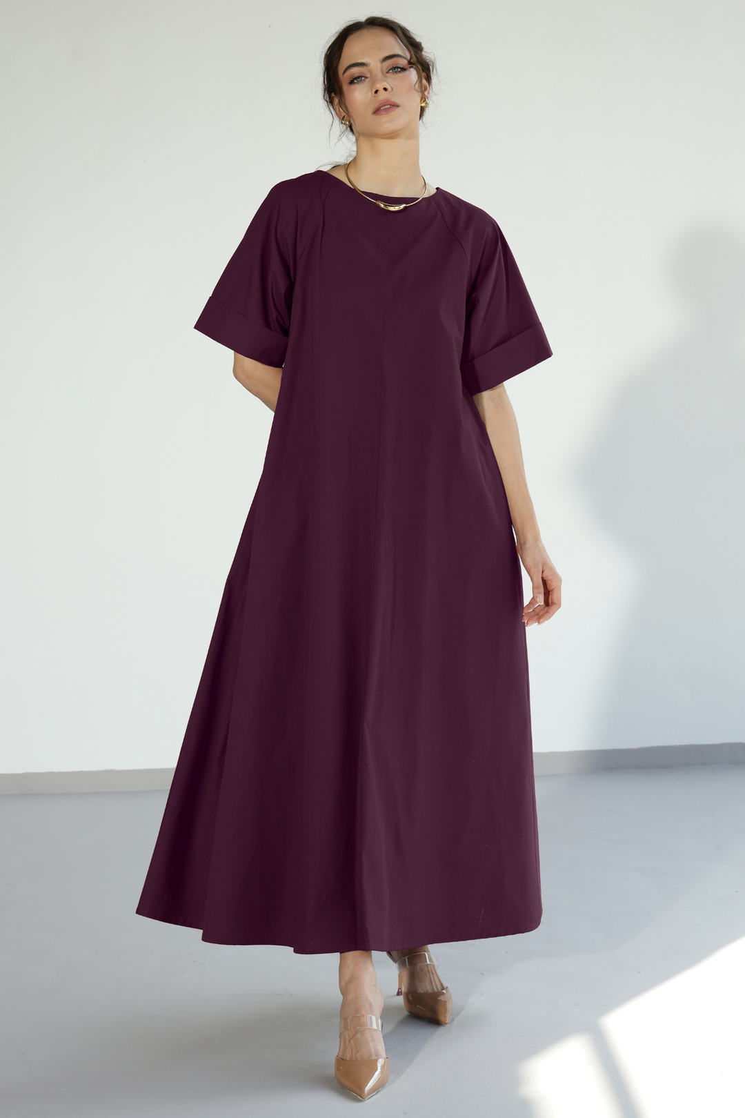 Amaxirose Flare Dress - Egg Plant