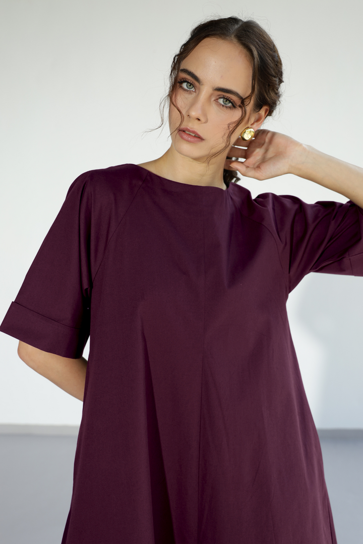 Amaxirose Flare Dress - Egg Plant