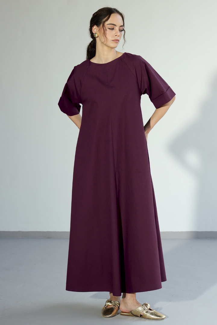Amaxirose Flare Dress - Egg Plant