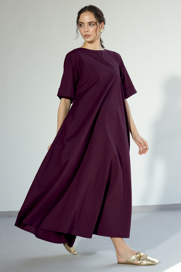 Amaxirose Flare Dress - Egg Plant