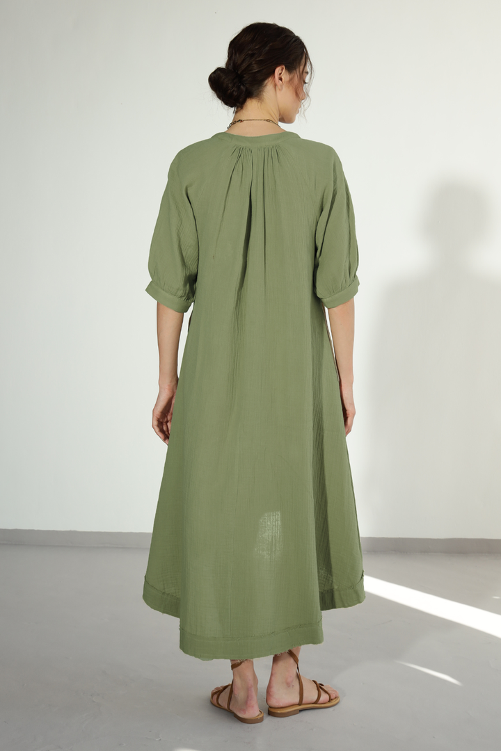 Ocean Gauze Dress - Fern Green 2