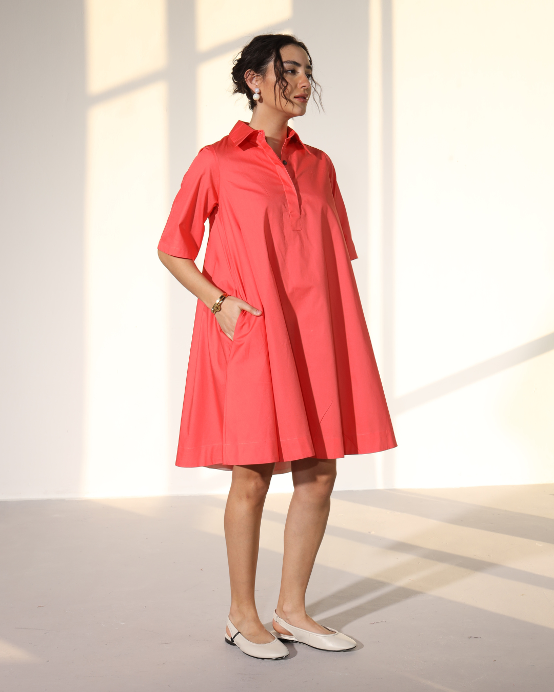 Zoe Circular Tunic Dress - Pretty pink