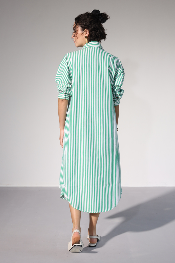 Delilah Urban Shirt Dress - Green Stripes