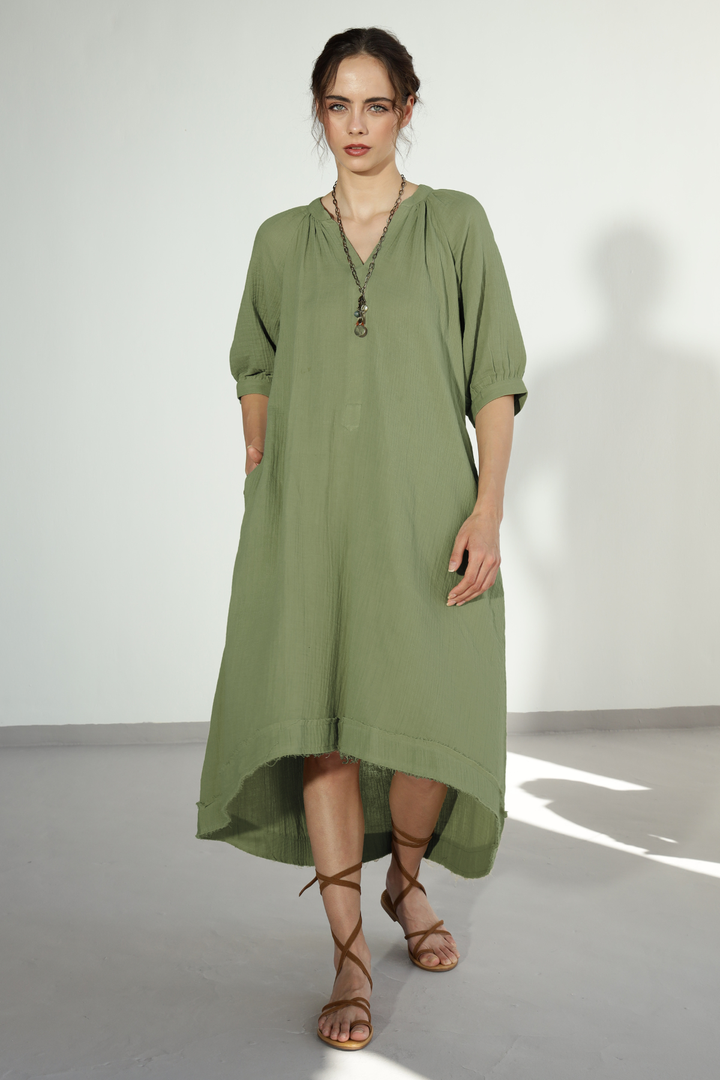 Ocean Gauze Dress - Fern Green 2