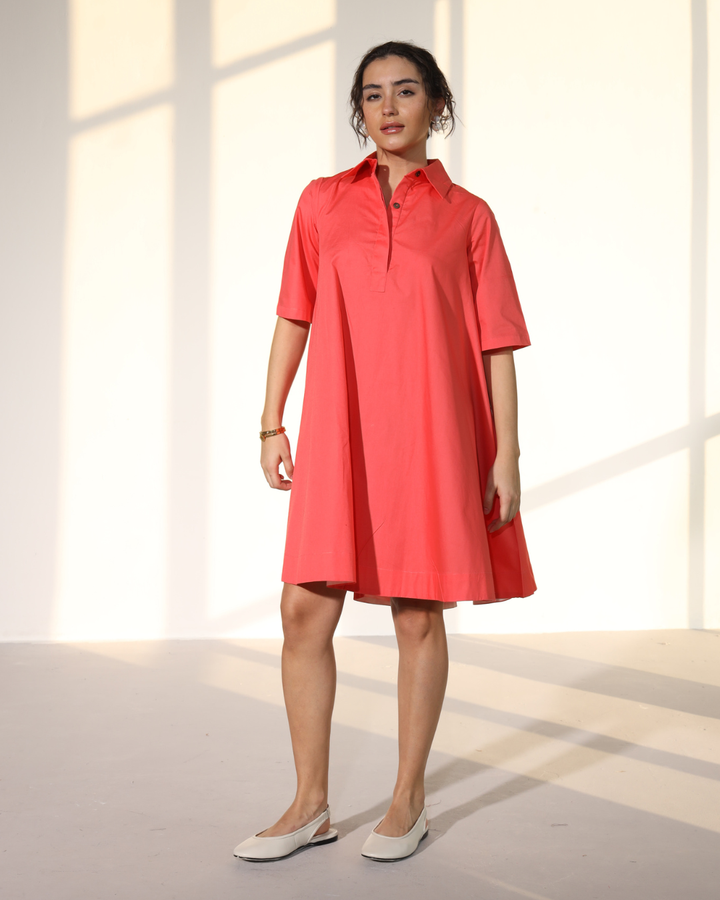 Zoe Circular Tunic Dress - Pretty pink