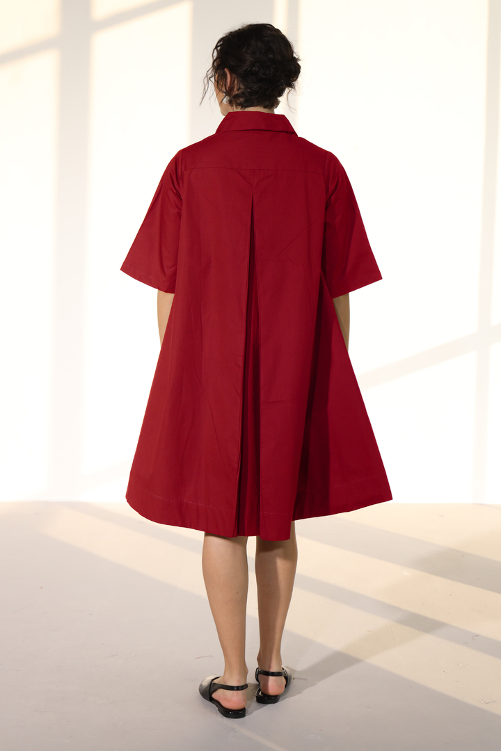 Zoe Circular Tunic Dress - Maroon