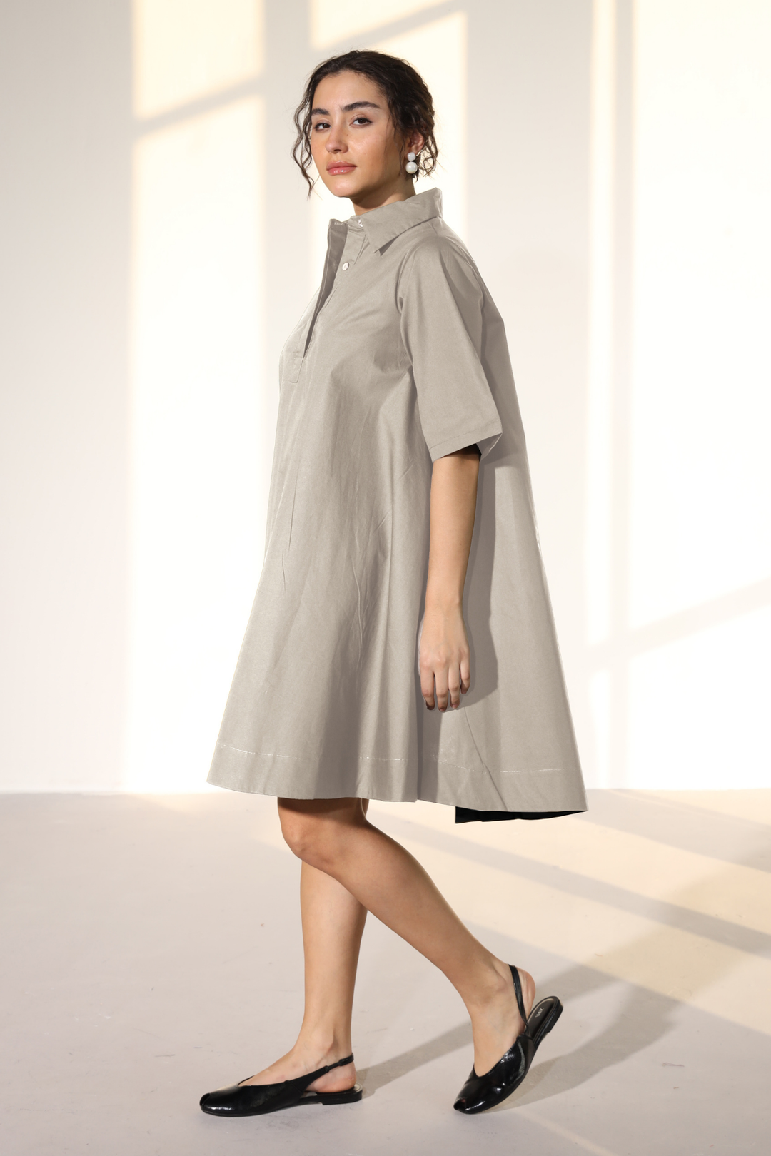 Zoe Circular Tunic Dress - Sterling Silver