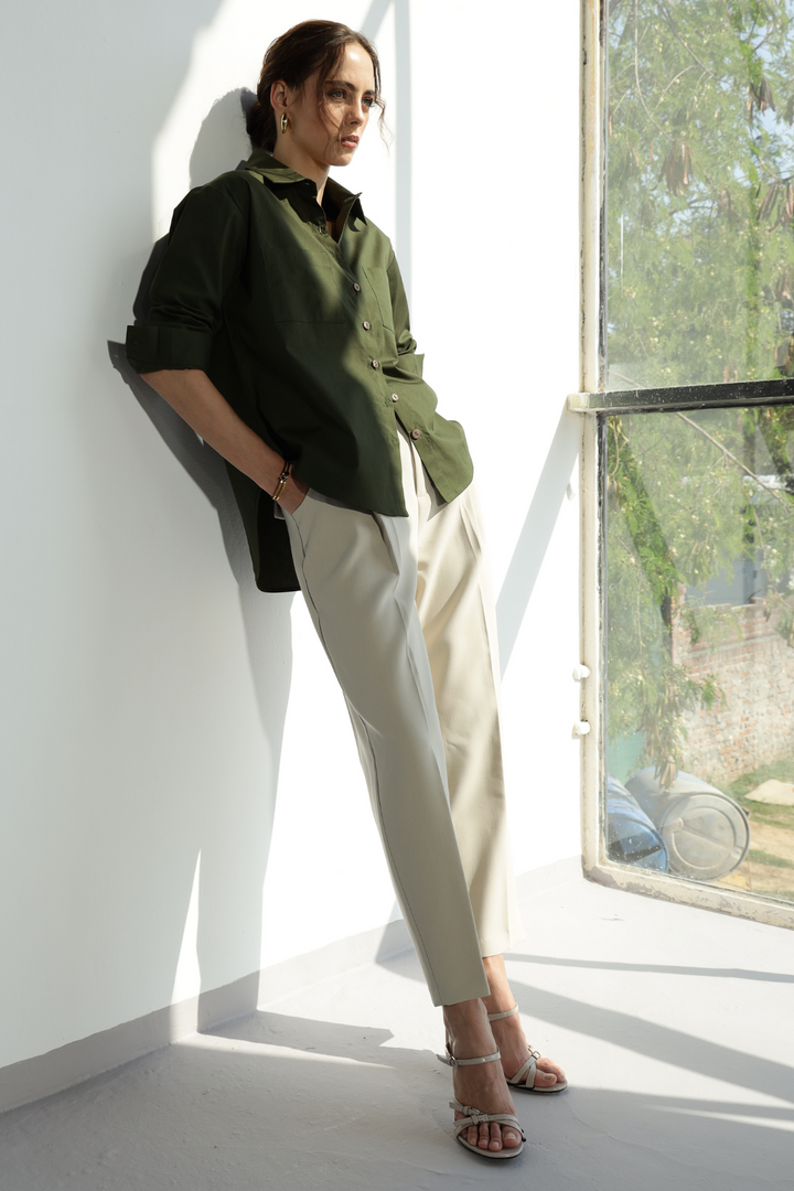 Valentino Formal Shirt  (Oversized) - Millitary Green
