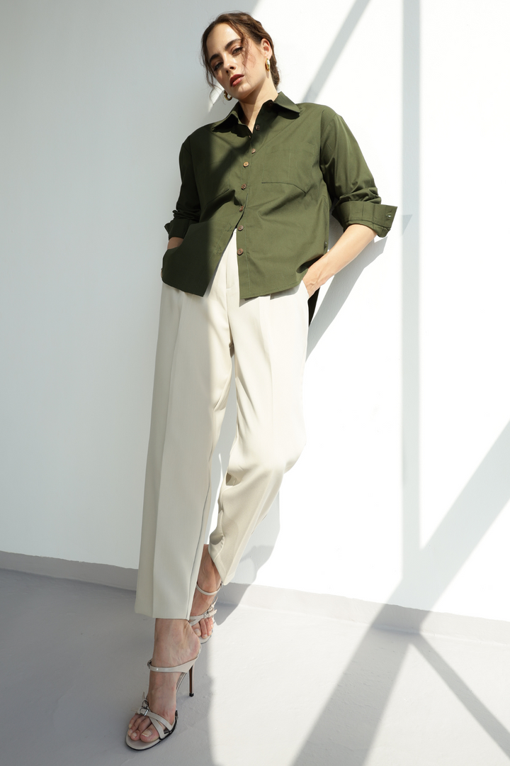 Valentino Formal Shirt  (Oversized) - Millitary Green