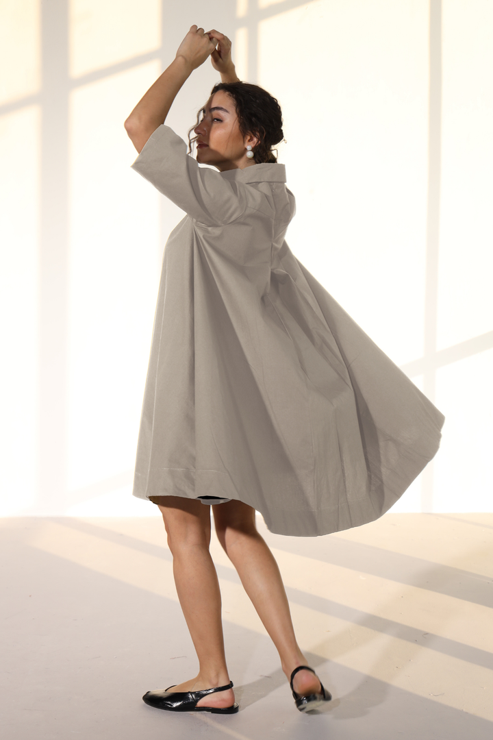 Zoe Circular Tunic Dress - Sterling Silver