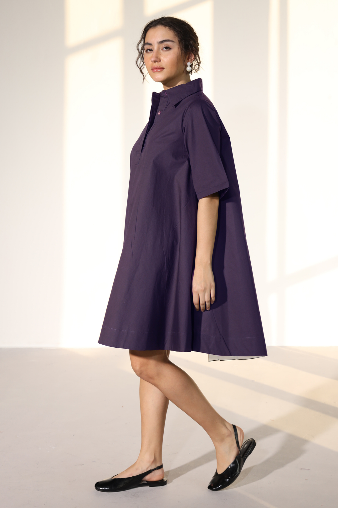 Zoe Circular Tunic Dress - Egg Plant