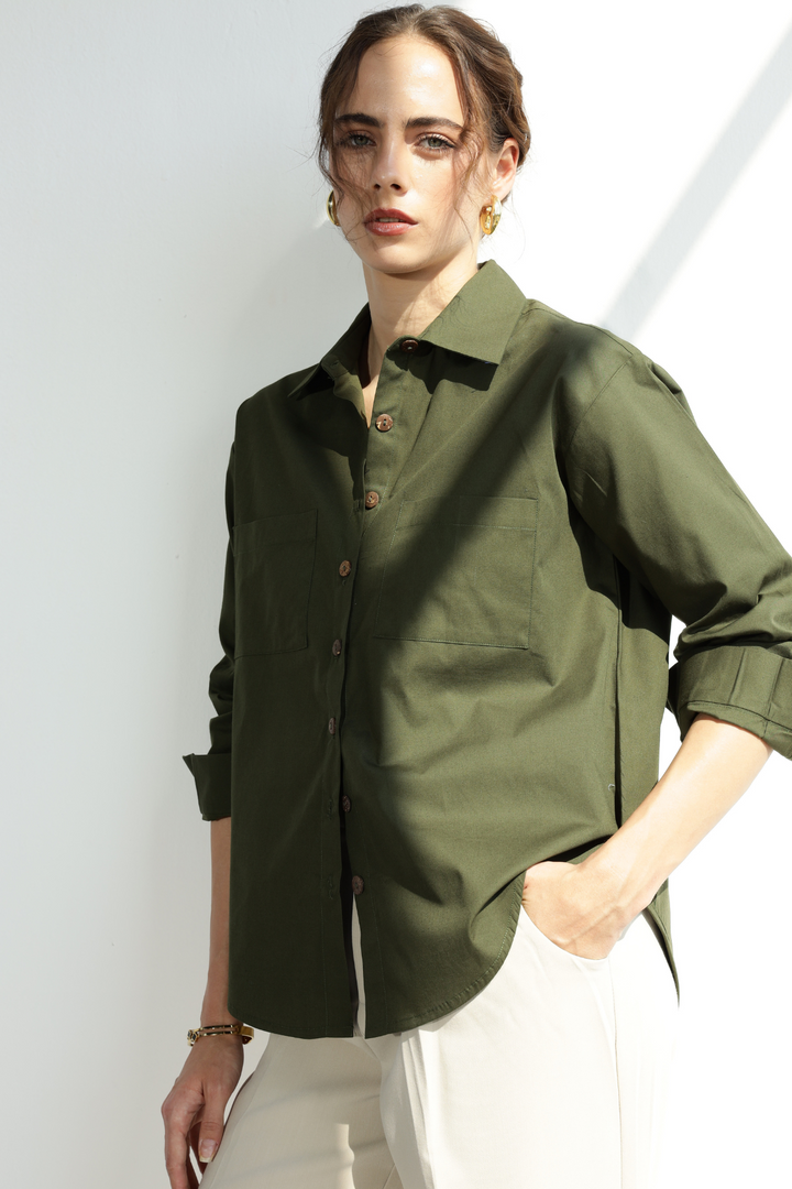 Valentino Formal Shirt  (Oversized) - Millitary Green